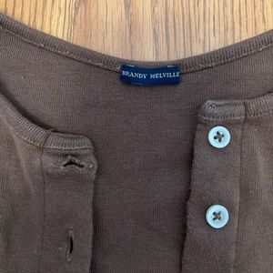 Brandy Melville Brown Long Sleeve Button Up